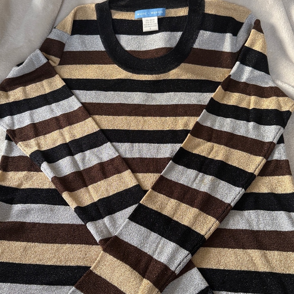 White + Warren Women Top Size Small Striped